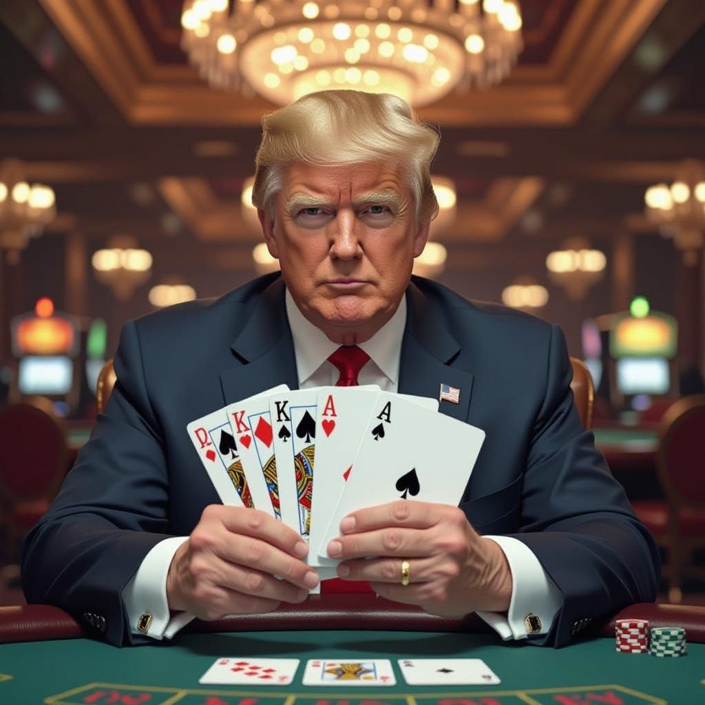 Trump Card Fan in Casino: Sci-Fi Art Style