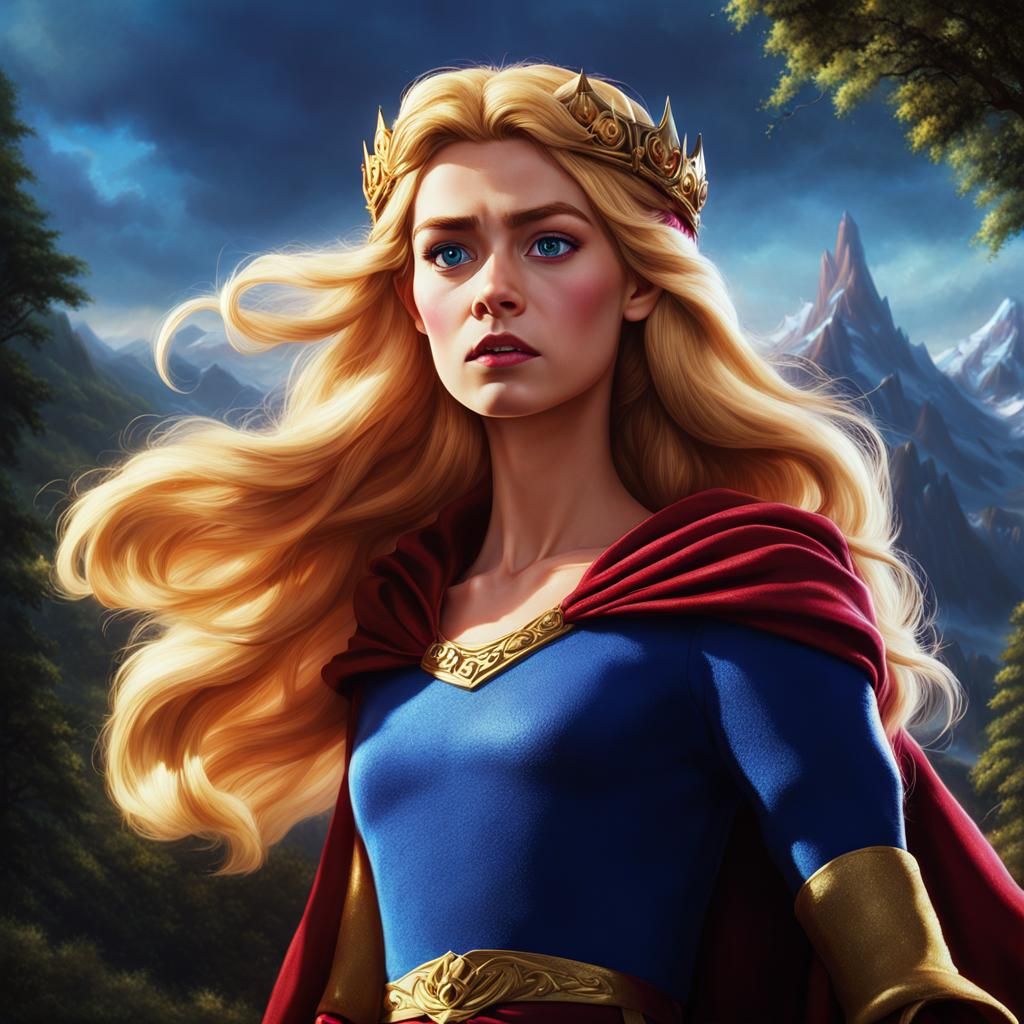 Photorealistic Princess Eilonwy Portrait in Bold Colors
