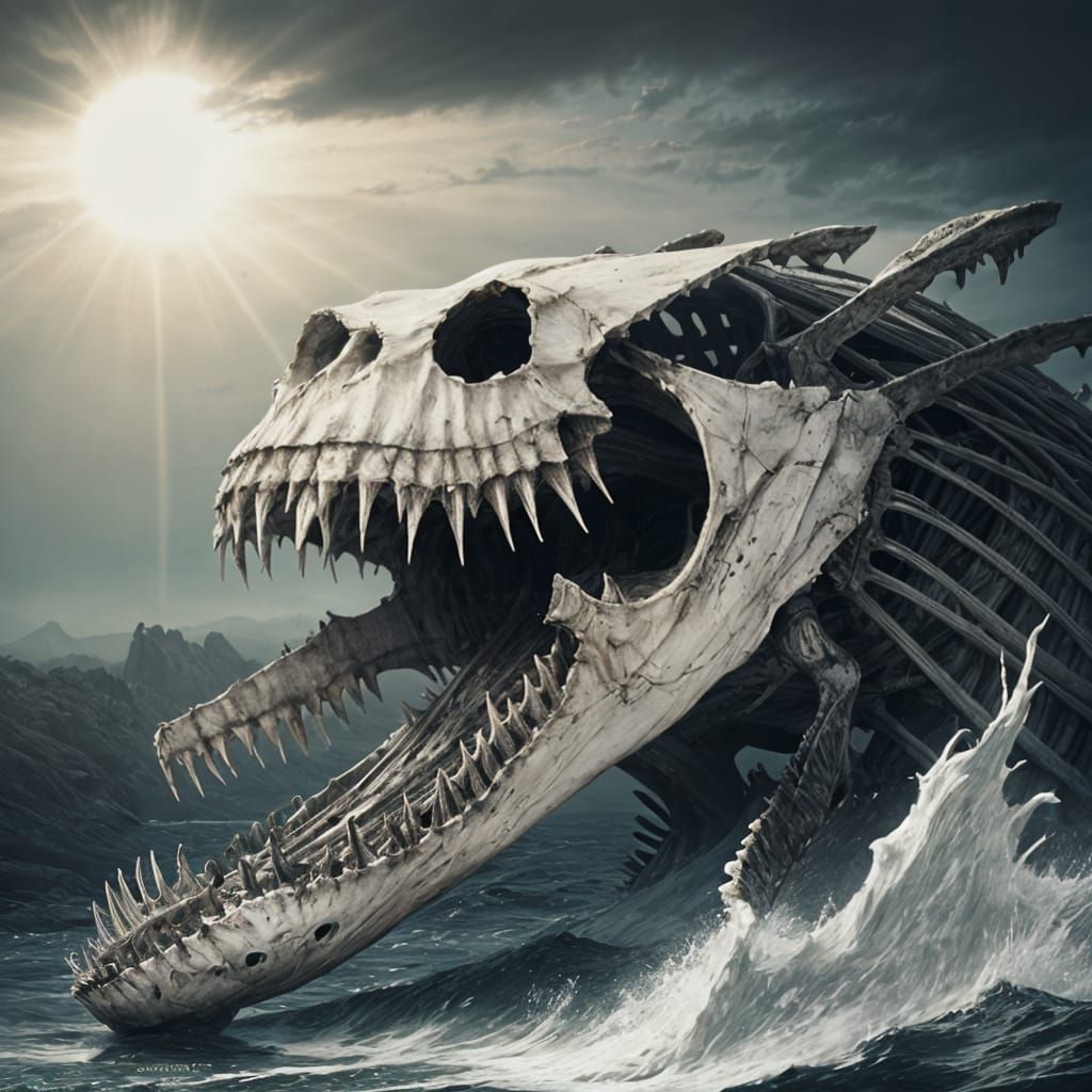 Whale Skeleton Horror in Doré Style