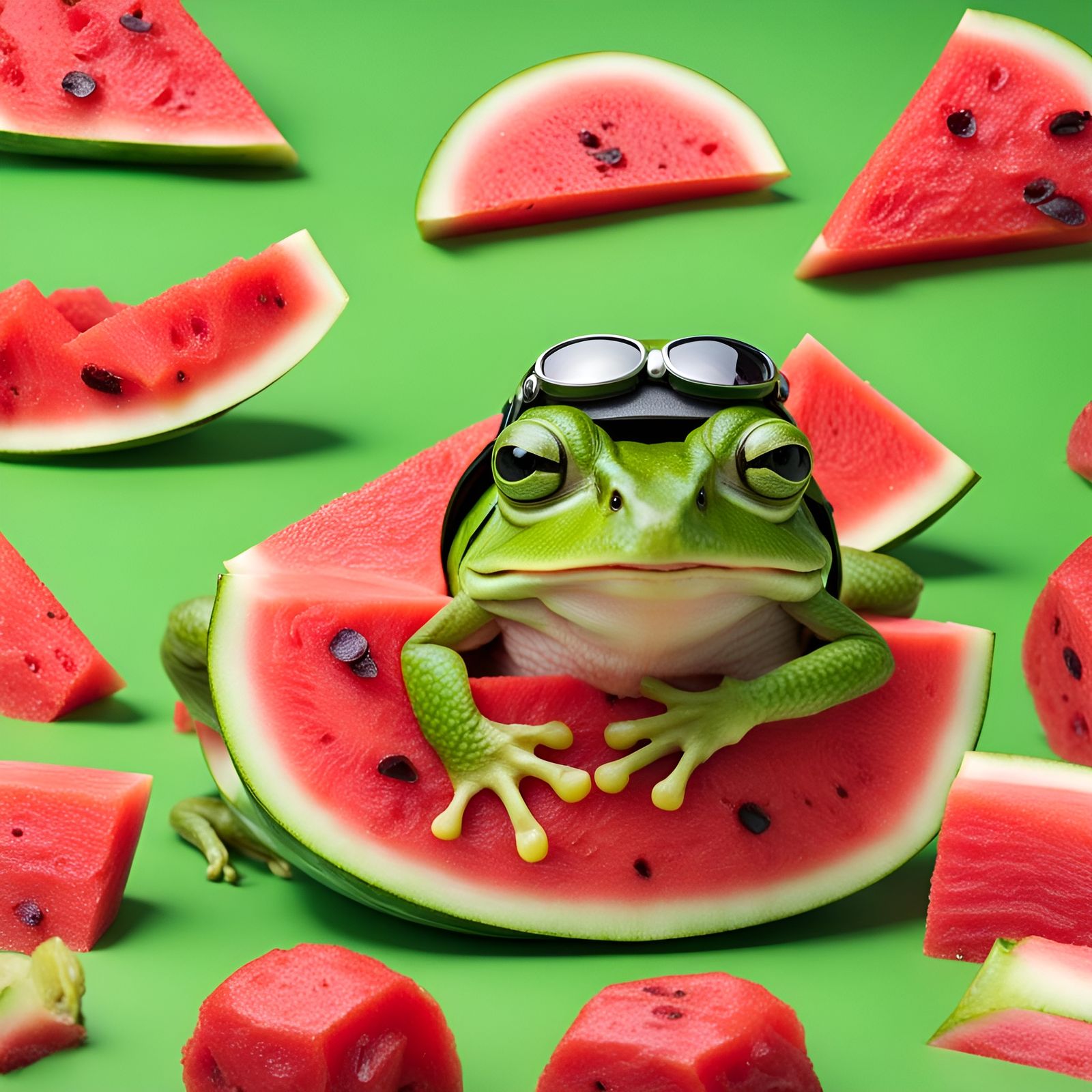 Frog with Watermelon Helmet, Commercial Photography