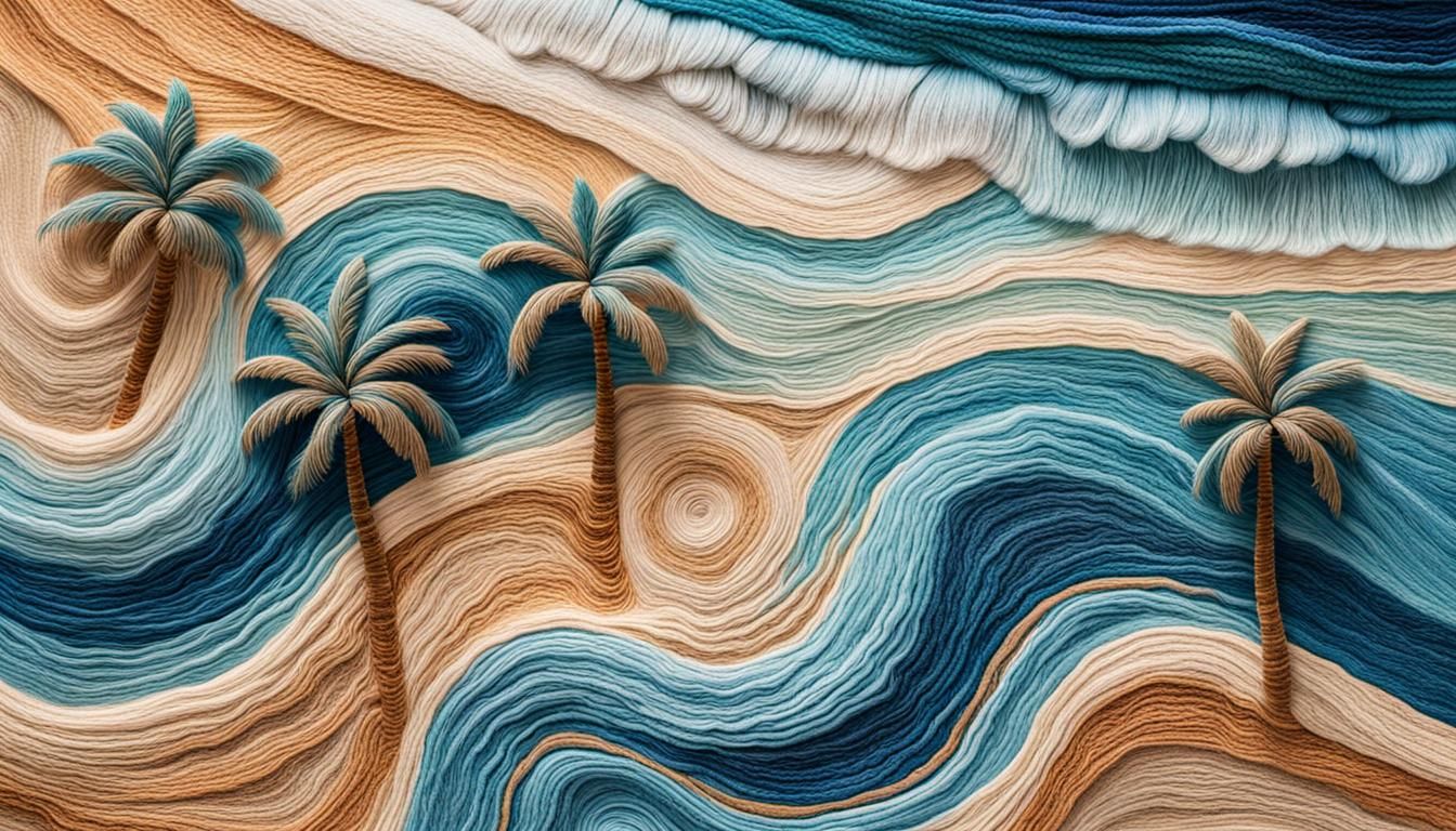 Fiber Art Beach Scene in Macro Photography