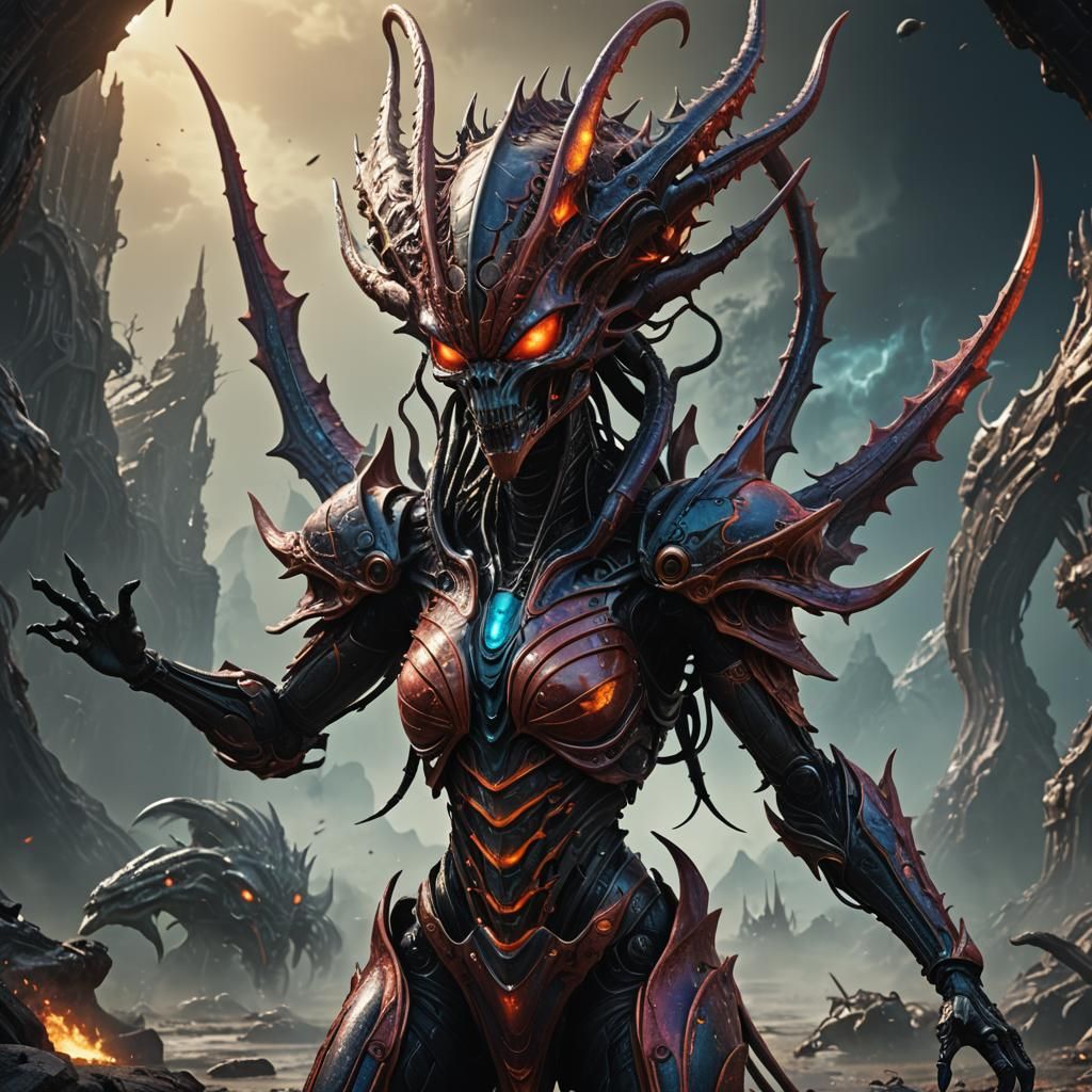 Hot Alien Queen in Detailed Matte Painting