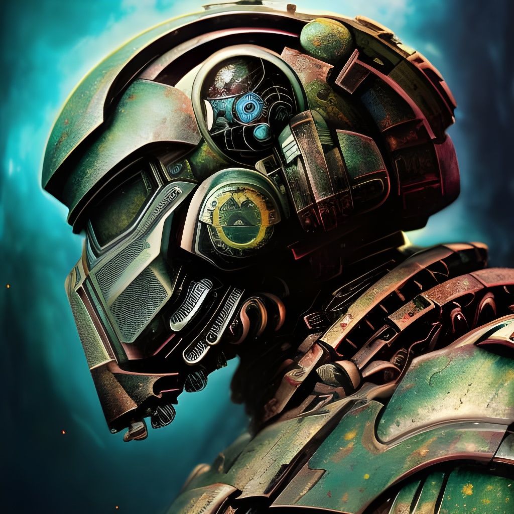 Warhammer 40000 Space Marine in Dark Sci-Fi Style
