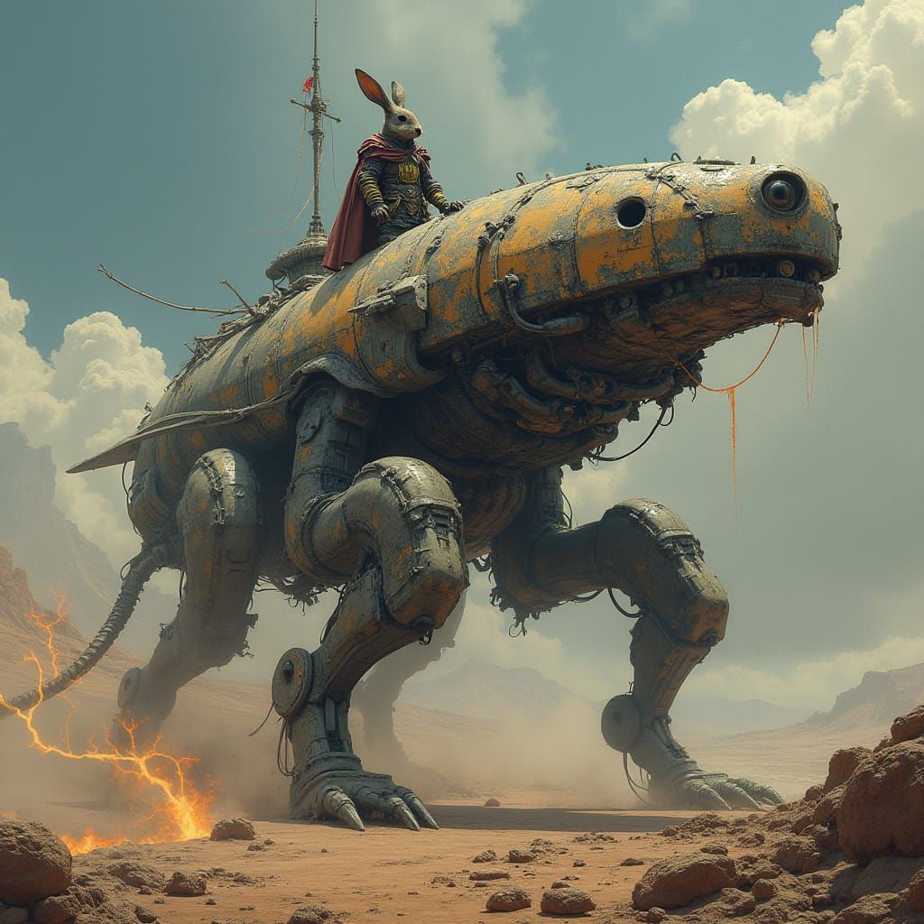 Armored Bunny Warlord on Bio-Engineered War Machine