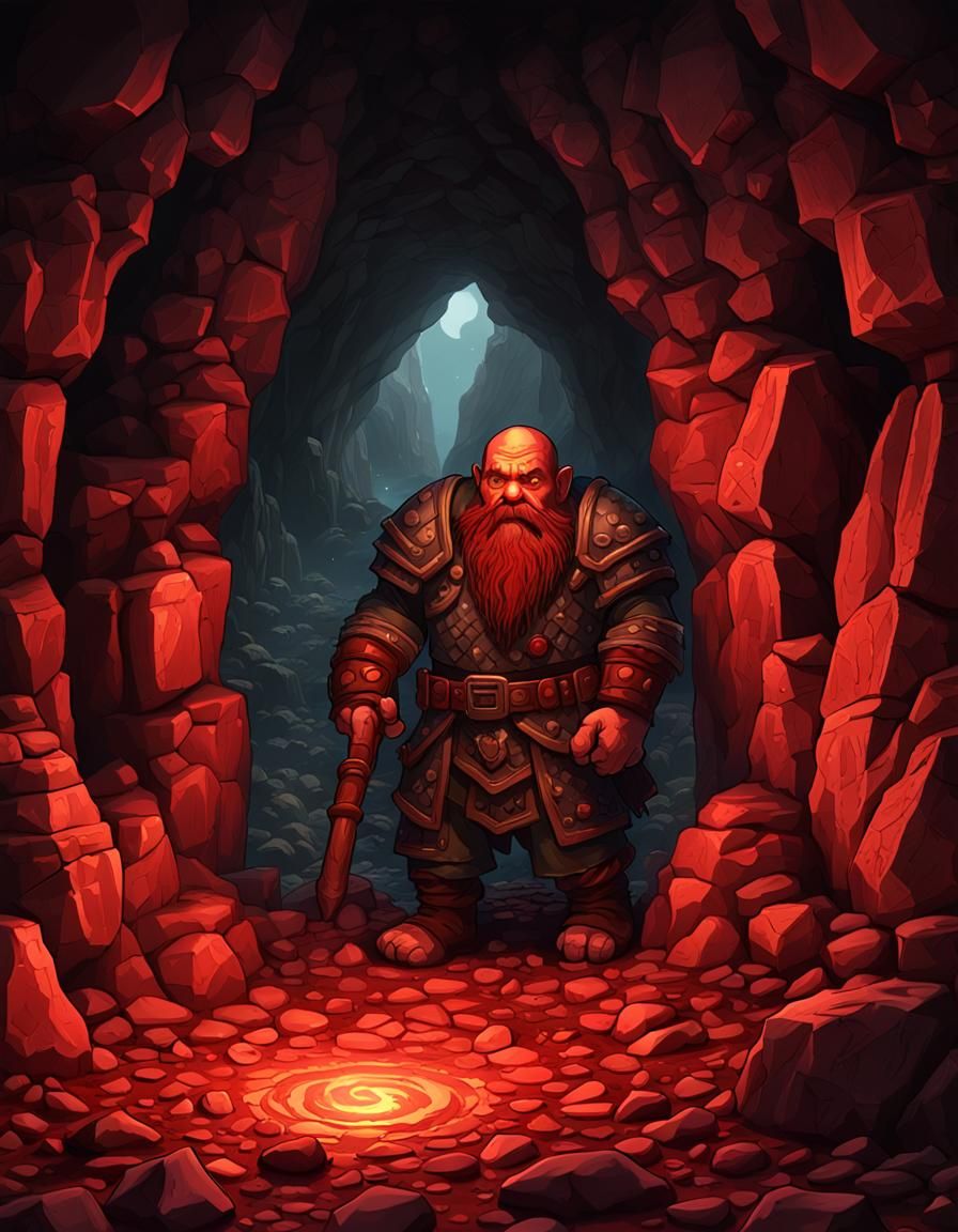 Hyperdetailed Dwarf Made of Red Stones