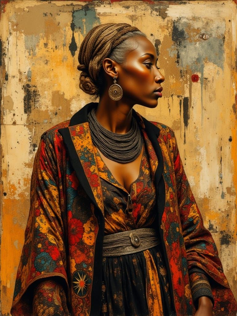 Kenyan Woman Portrait in Ornate Painterly Style