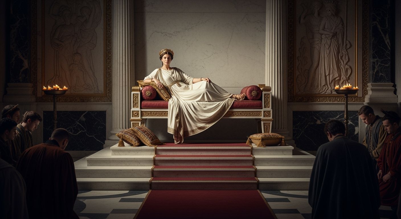 Roman Empress in Marble Throne Room Portrait