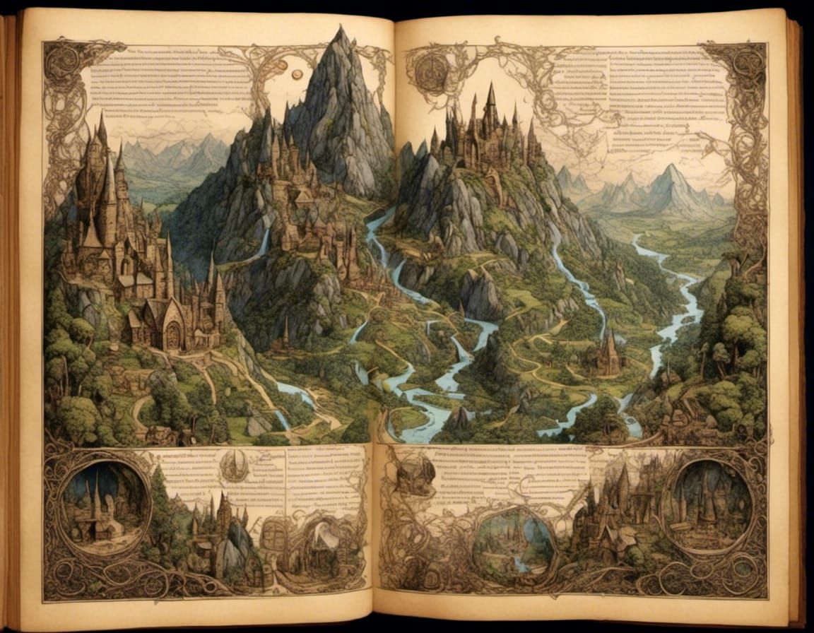 Illuminated Manuscript of Dwarven Mountain Lore