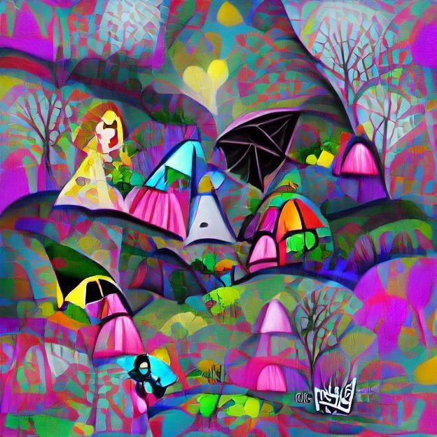 Psychedelic Fairyland: A Geometric Pop Art Illustration