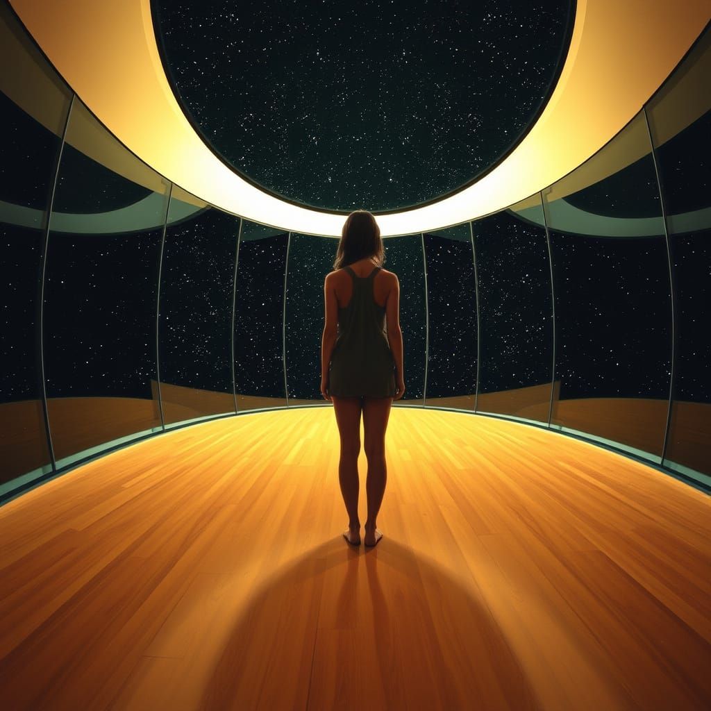 Breathing Starscape in Shell-Shaped Glass Room