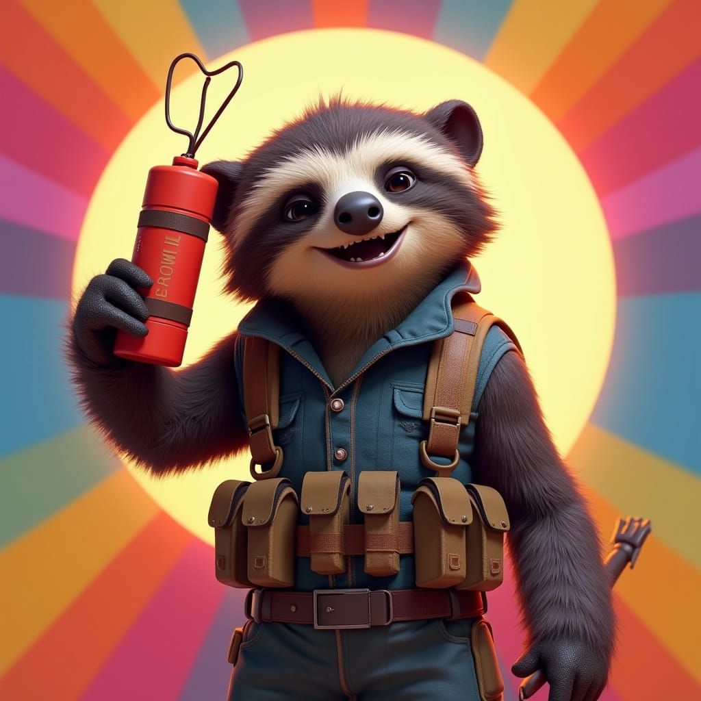 Sloth Soldier with Dynamite, Pixar-Disney Style