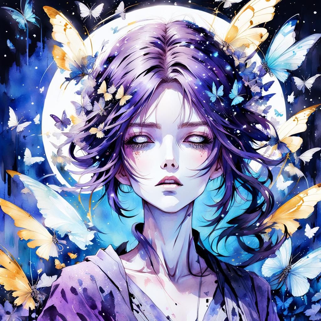 Radiant Anime Girl in Watercolor Pastel Style