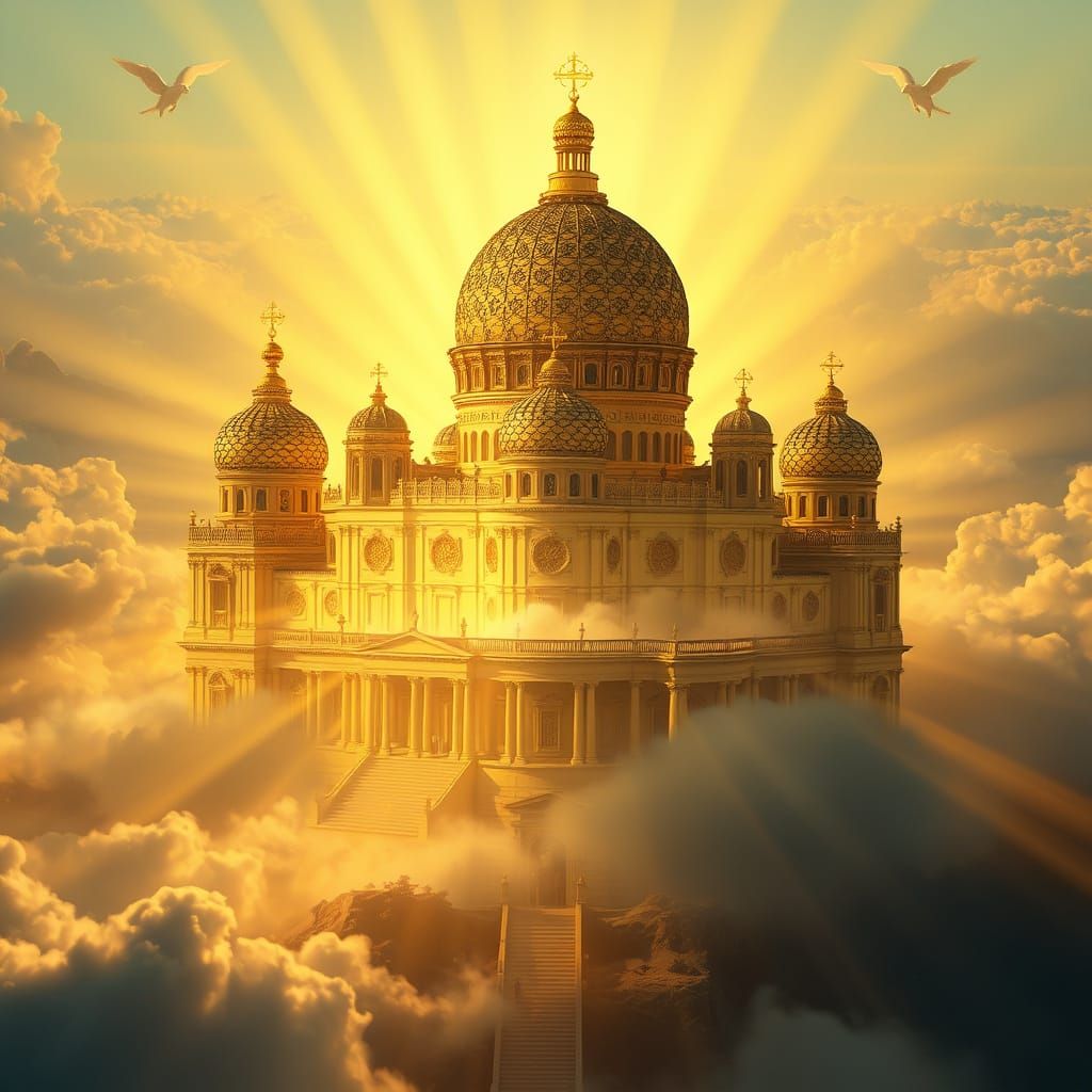 Majestic Golden Palace on Clouds of Light