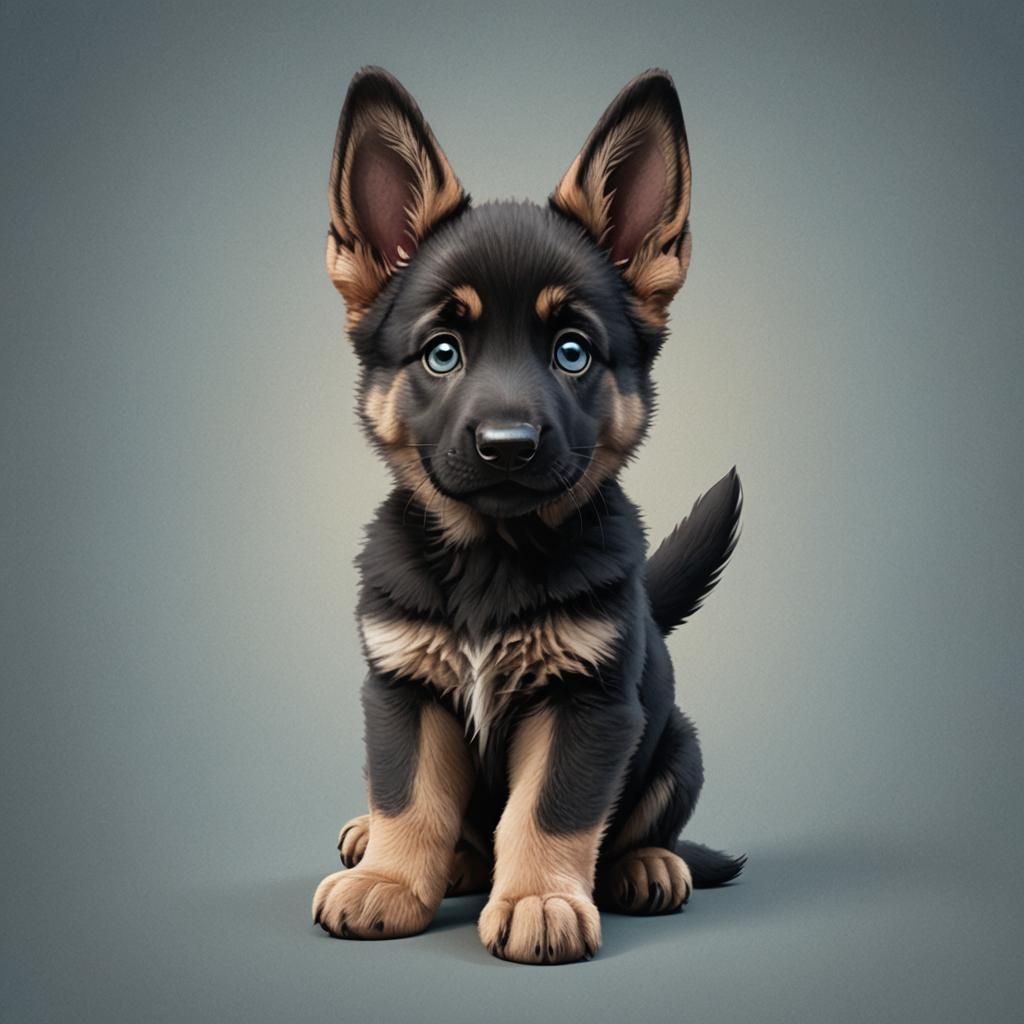Cartoon German Shepherd Puppy in CGI Style