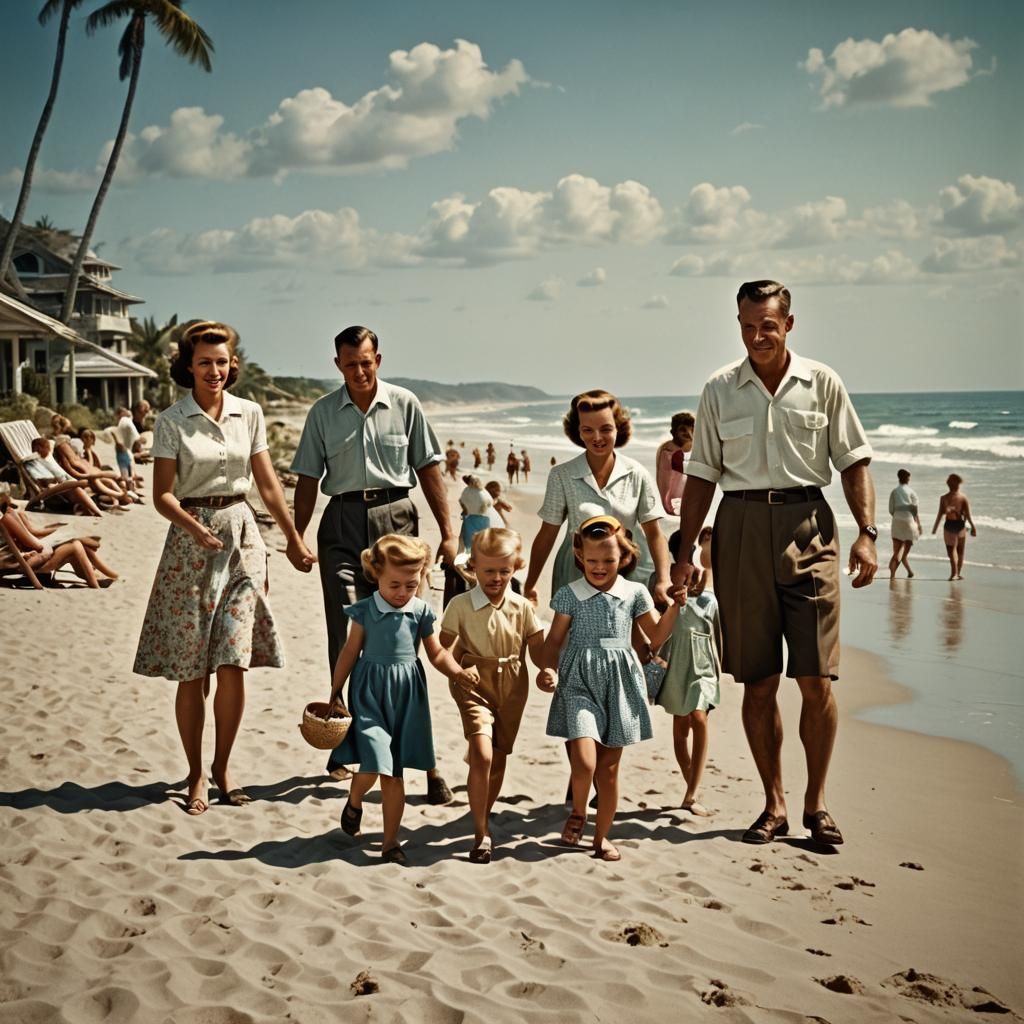 Nostalgic 1950s Family Beach Holiday