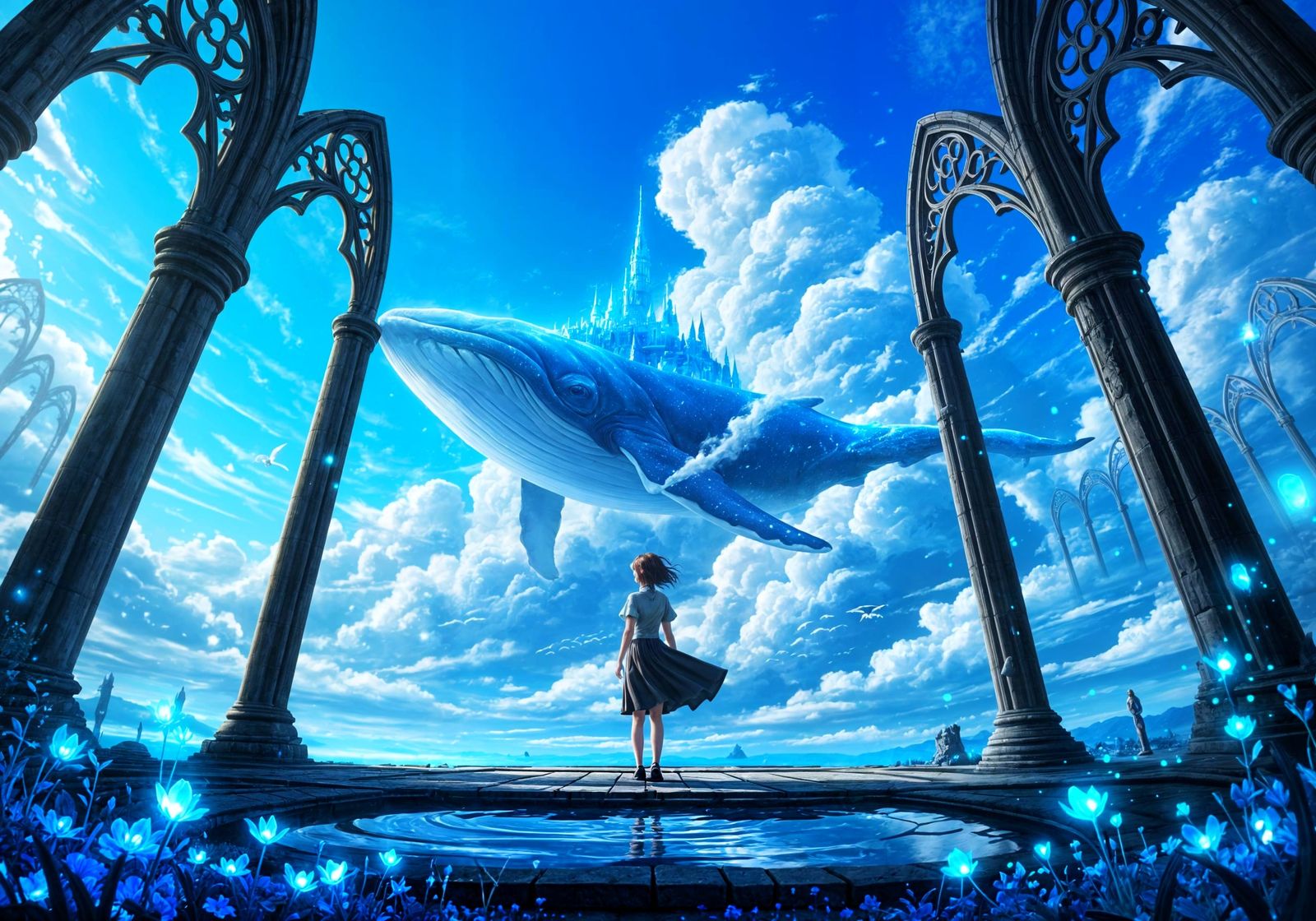 Colossal Stardust Whale Carries Celestial Castle