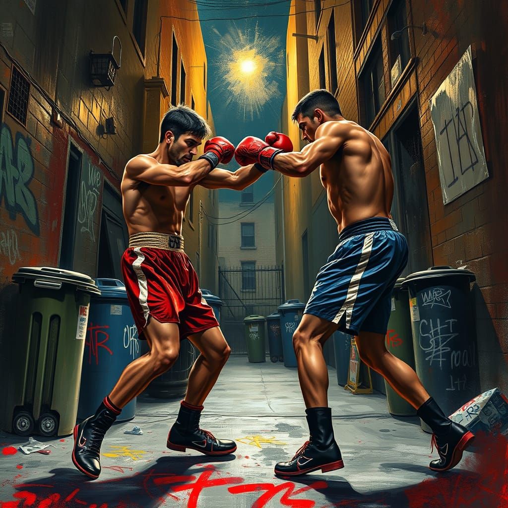 Gritty Street Fight: Dynamic Boxing Scene