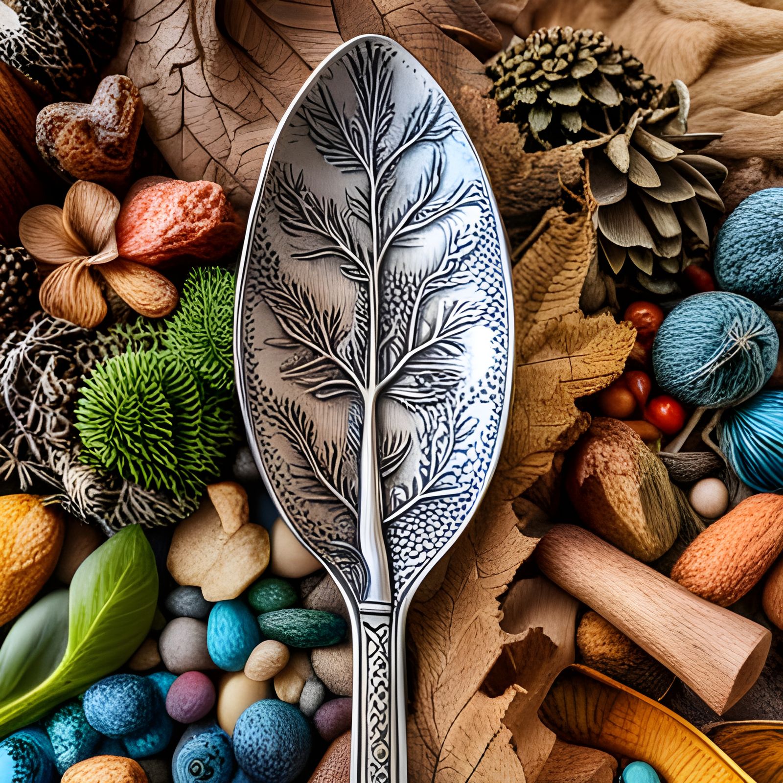 Metallic Spoon Standing in Forest