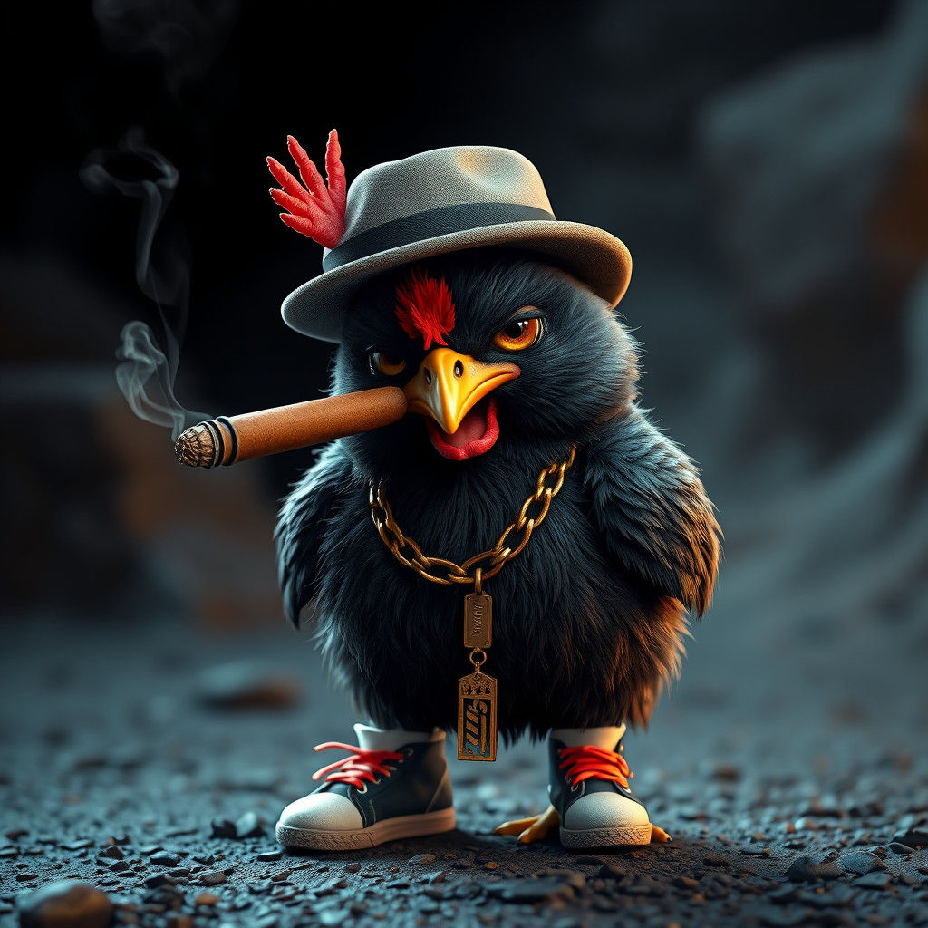 Gangster Baby Chicken in Detailed Digital Art Style