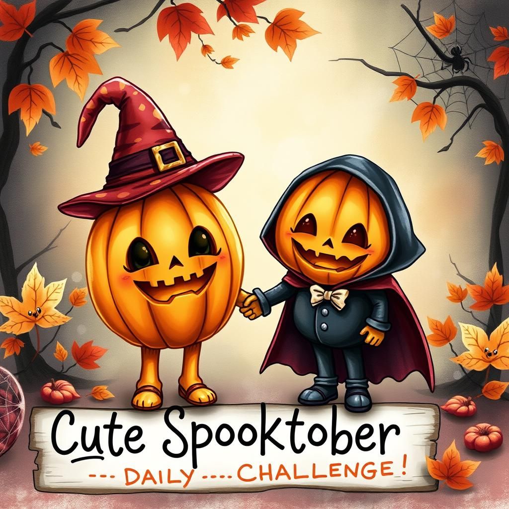 Two Halloween Characters in a Mystical Autumn Scene
