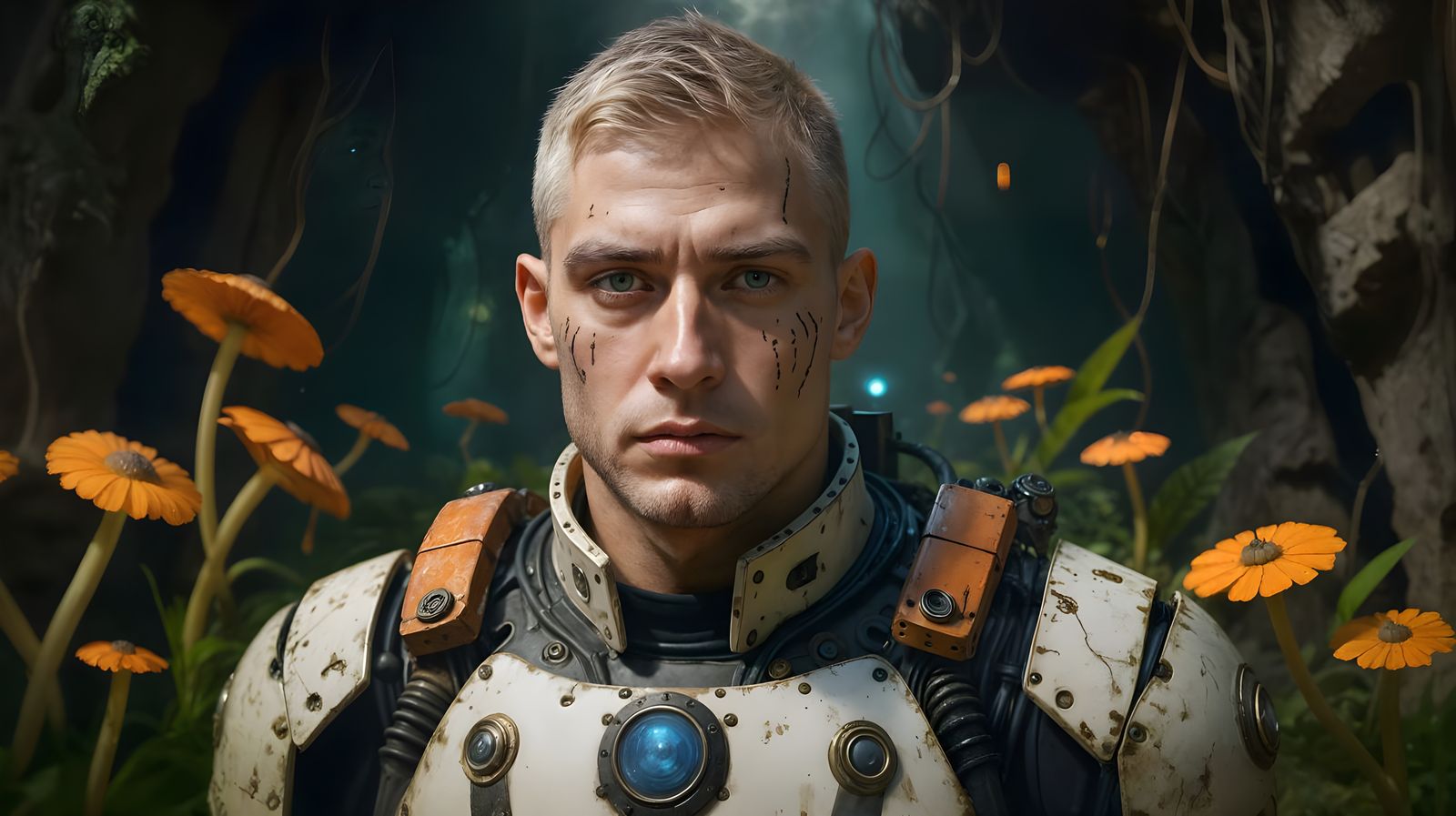 WWI Sailor in Bioluminescent Cavern