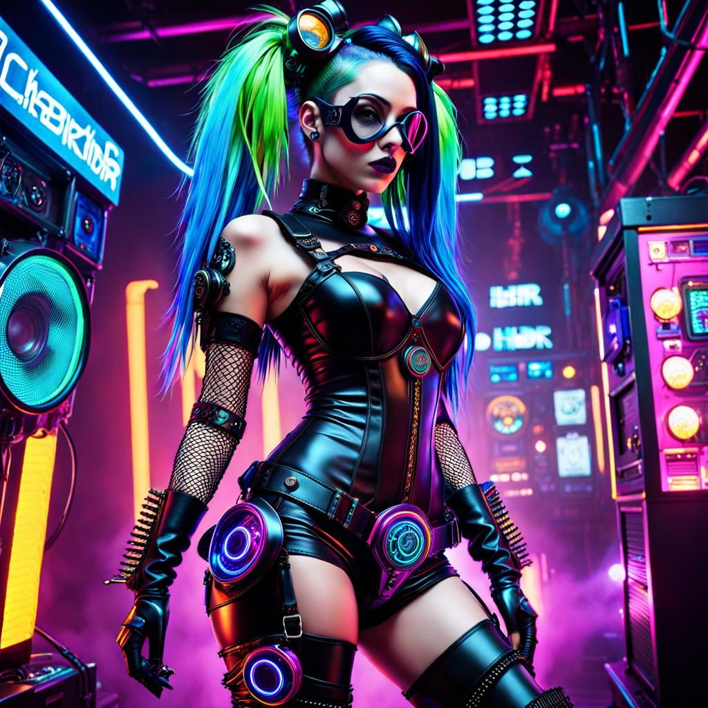 Cybergoth Character with LED and Vibrant Colors