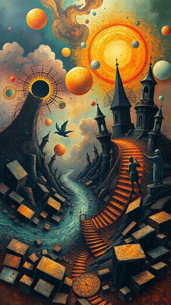 Eclectic molten dreamscape art chaos