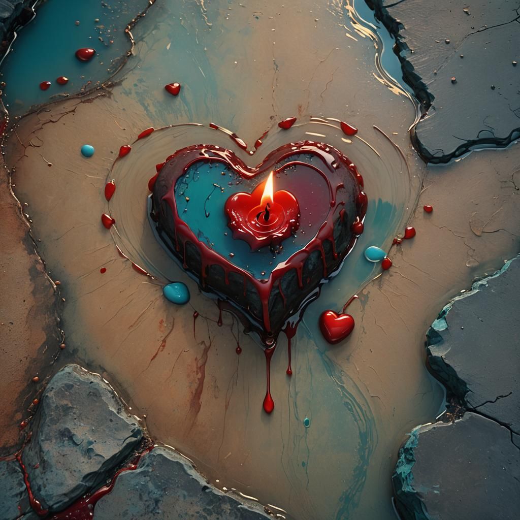Heart-Shaped Wax: A Matte Painting of Love