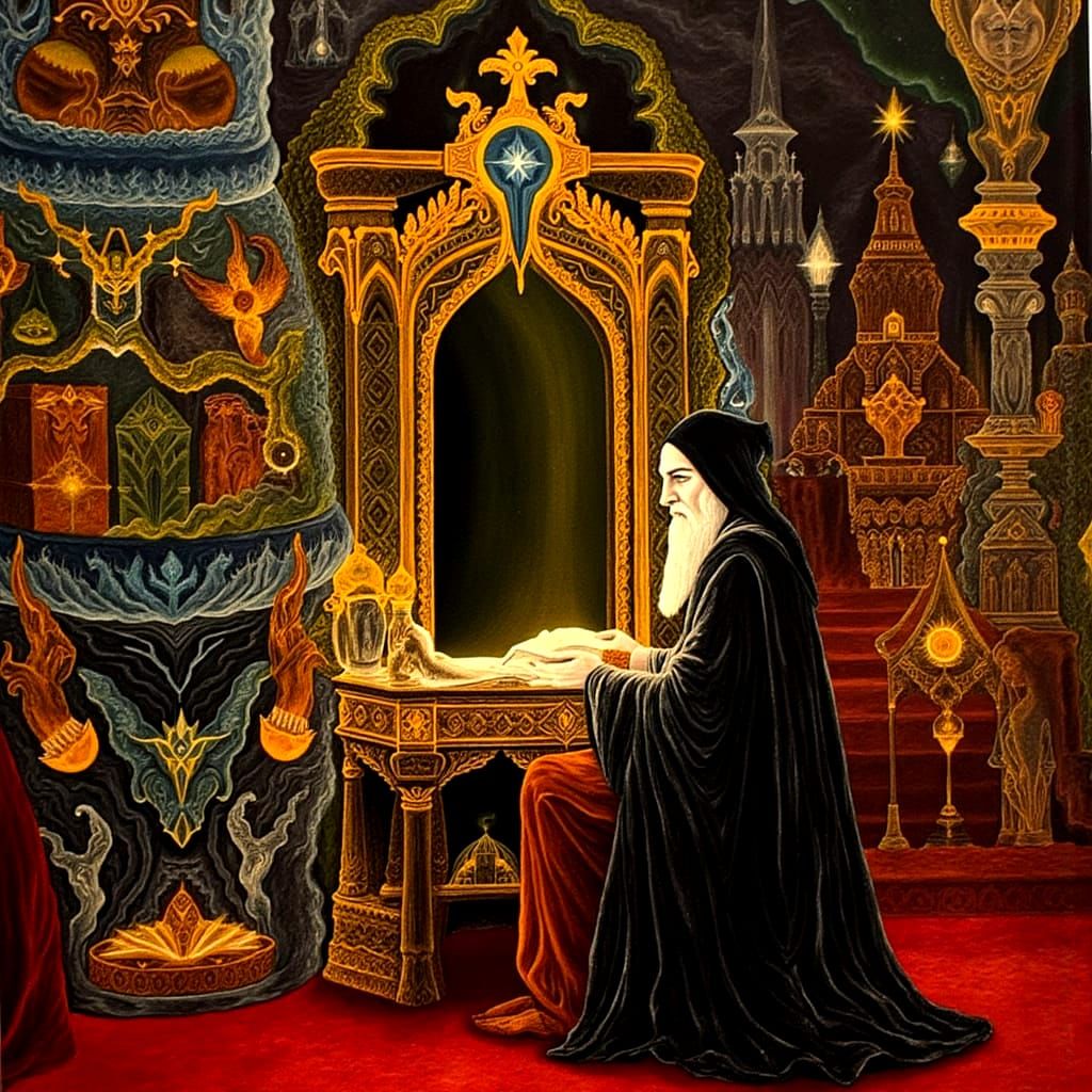 Baroque Library Scene with Scholar and Ancient Tomes