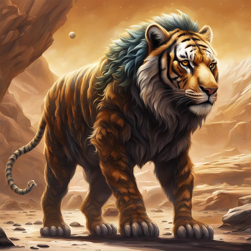 Exoplanet with Hybrid Alien Lifeforms: Speculative Art