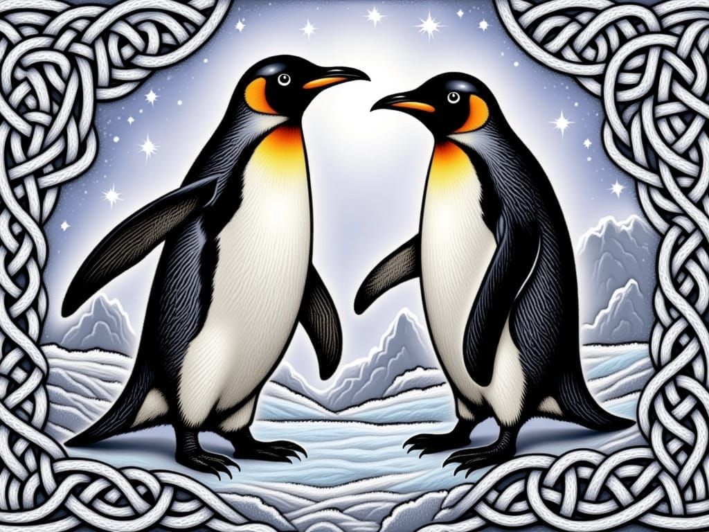 Arctic Penguins Formed from Celtic Knots