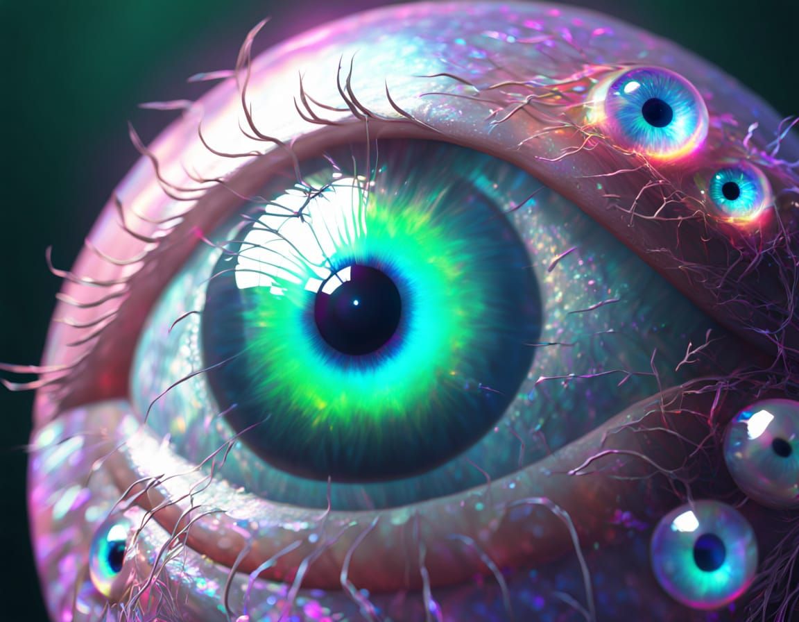 Surreal Glowing Eyeballs in Ethereal Light