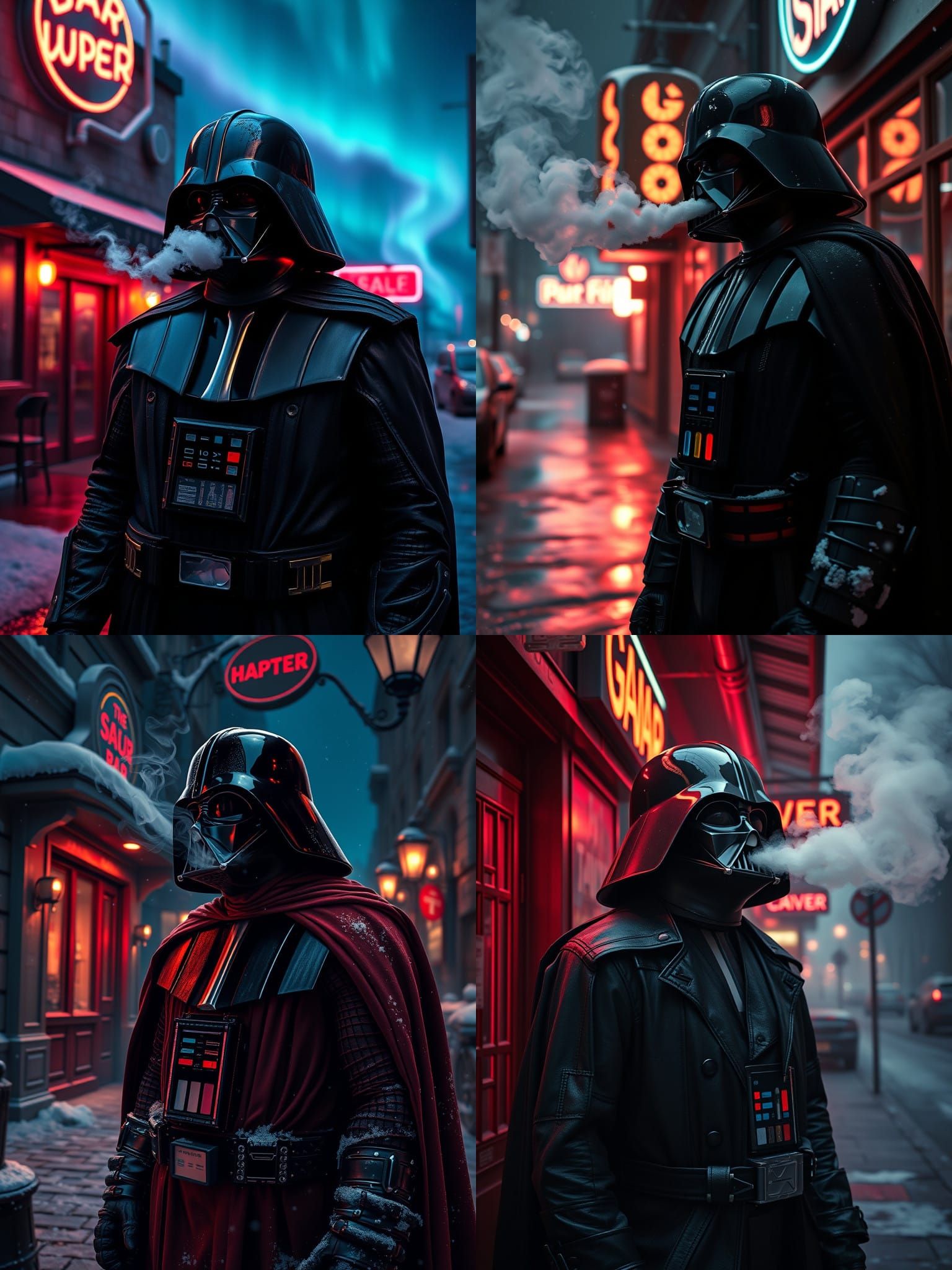 Darth Vader Vaping on a Cold Night