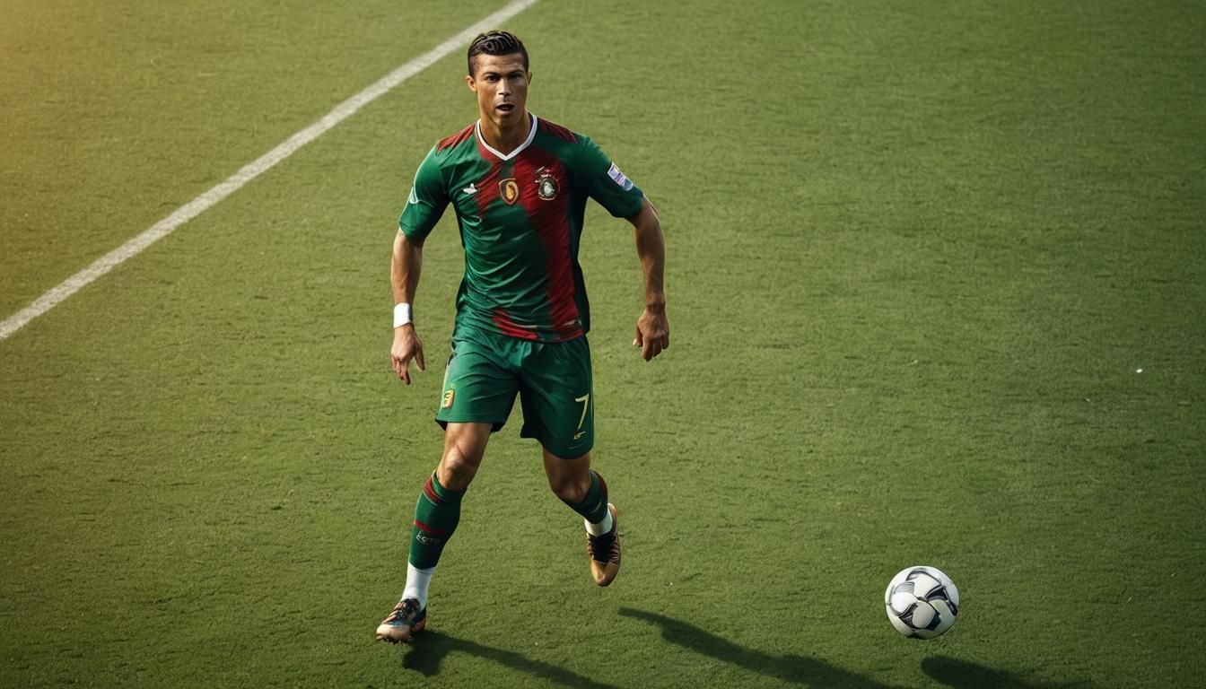 Cristiano Ronaldo: Dynamic Soccer Portrait in Golden Hour