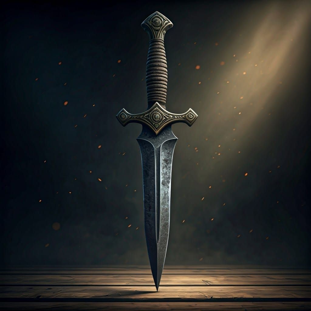 Ancient Iron Dagger in Dramatic Chiaroscuro