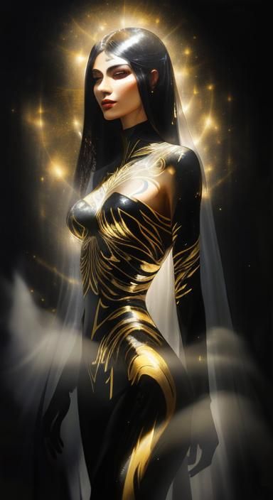 Oiled Silhouette: Queen of Nature in Shadow Play