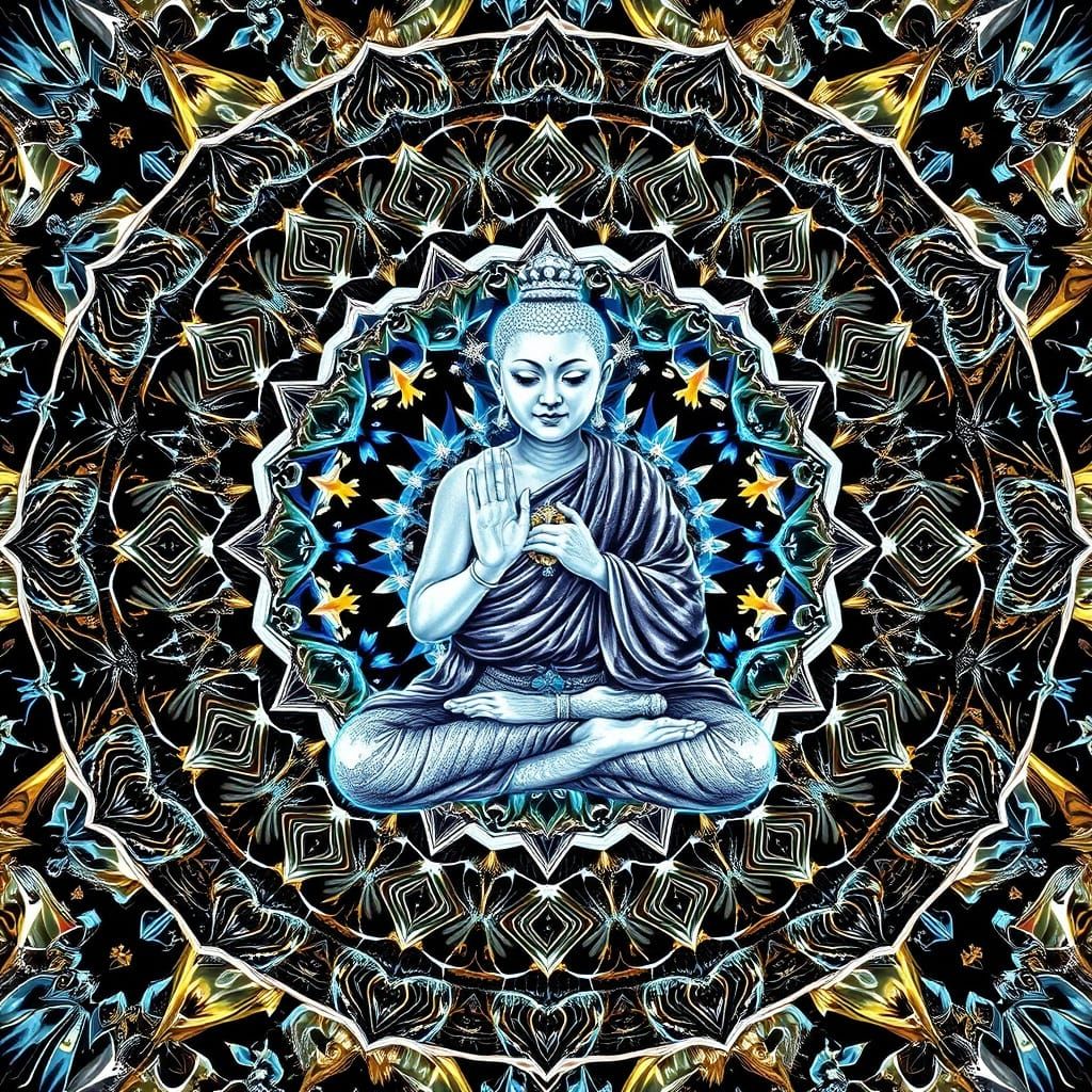 Tibetan Monk Mandala Fractal Illusion Art
