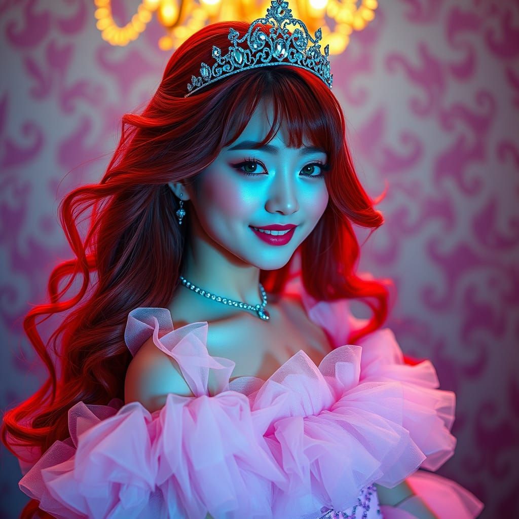 Gothic Princess in Pastel Tiara and Tulle Dress