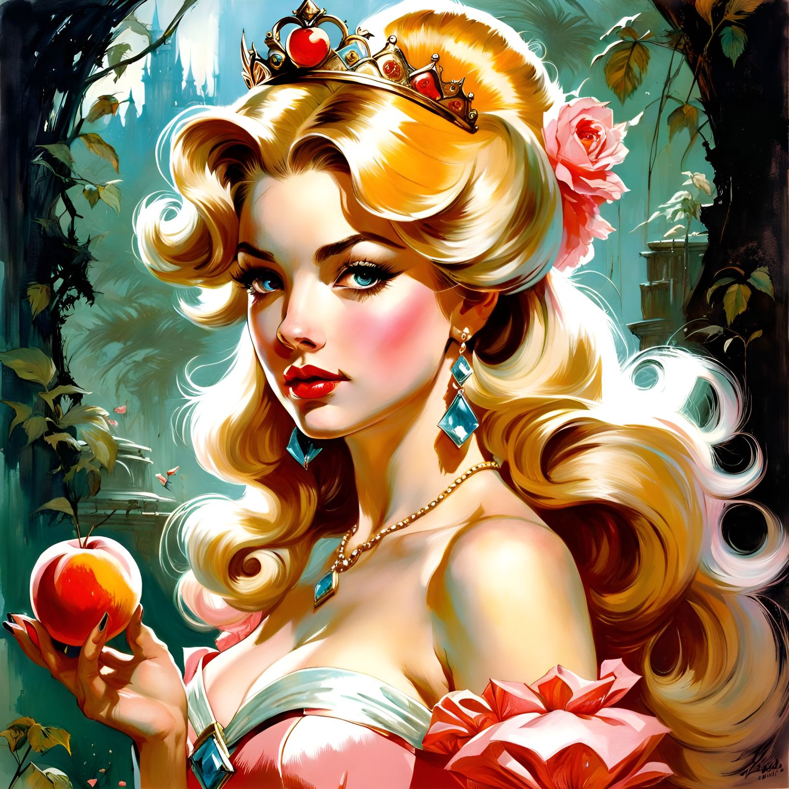 Princess Peach in Pin-Up Style Art