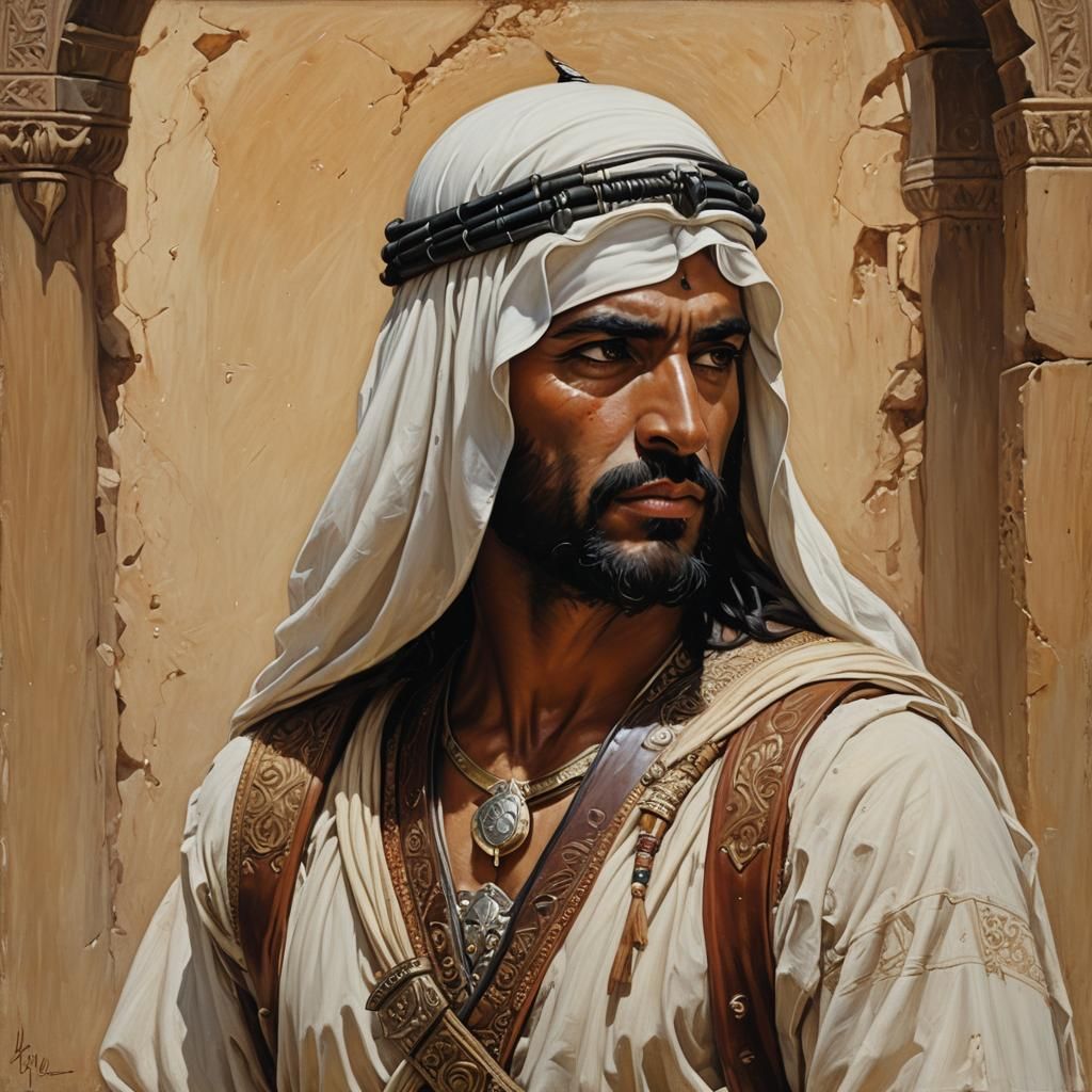 Arabian Warrior Portrait in Oil Paint