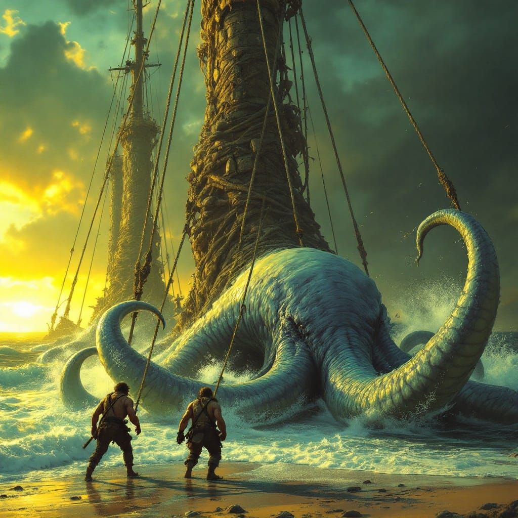 Colossal Mariners Struggle with Kraken in Turbulent Red Sea