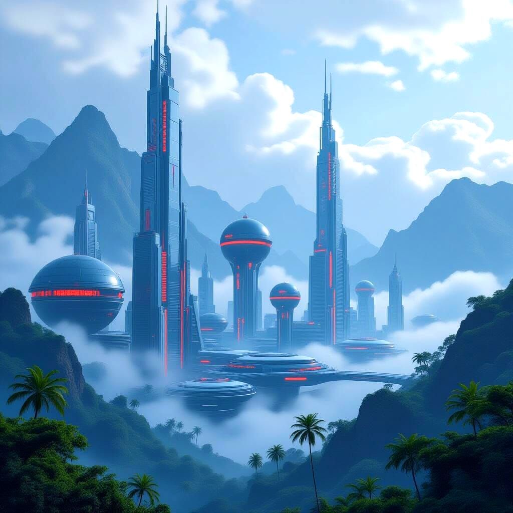 Hyperrealistic Futuristic Cityscape with Sleek Towers