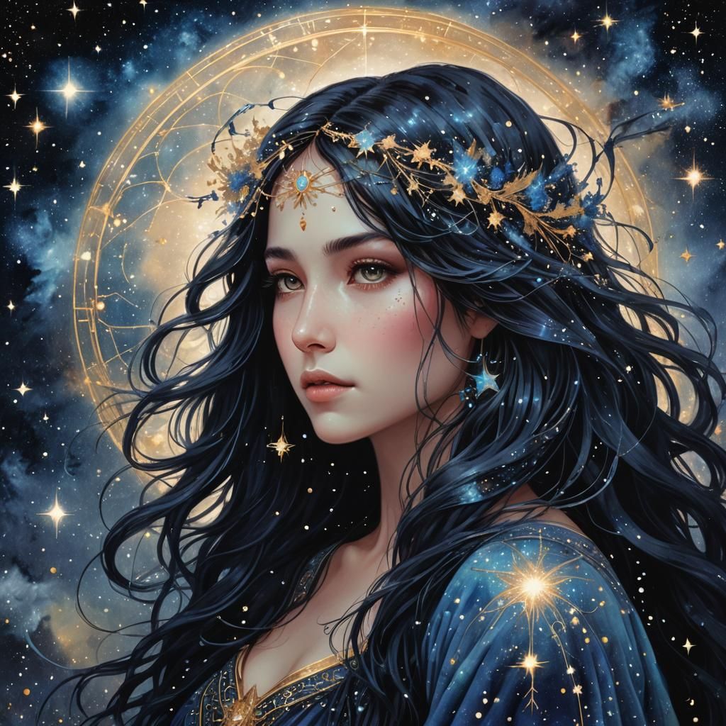 Astraea: Mystical Being Amidst Stardust