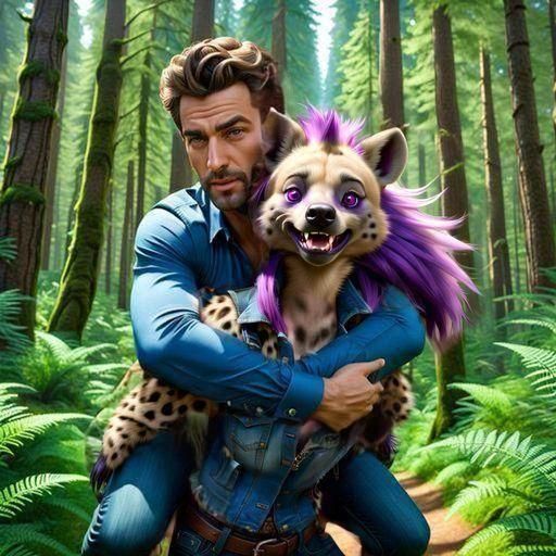 Man Gives Hyena a Piggyback Ride in Forest