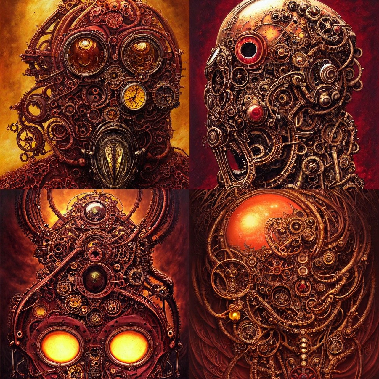 Steampunk Biomechanical Mask with Firelight Ornament