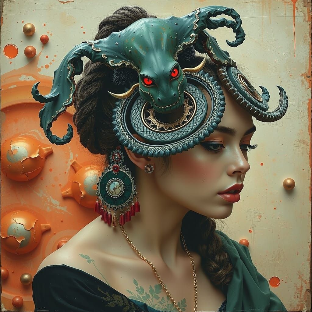 Abstract Swirling Red Forms