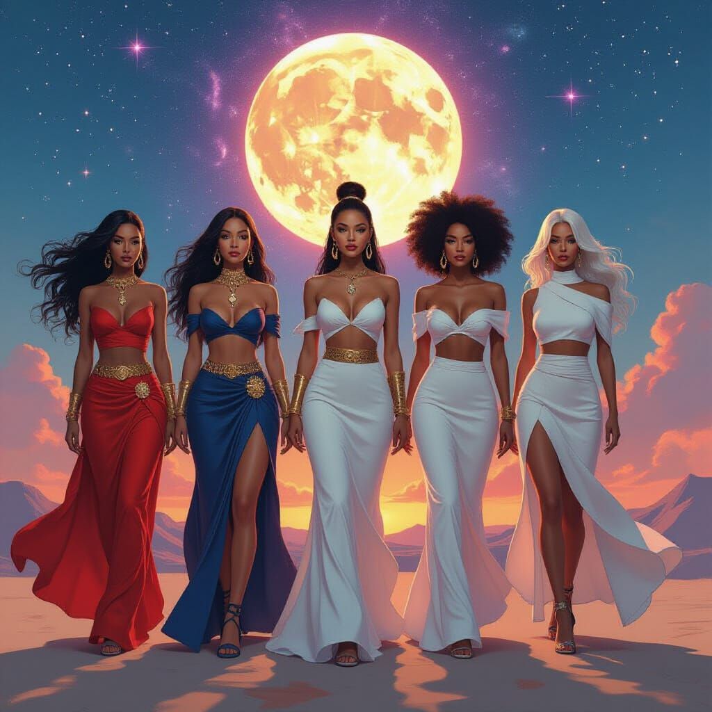 Elemental Women: Unity in Diversity Under Cosmic Sky