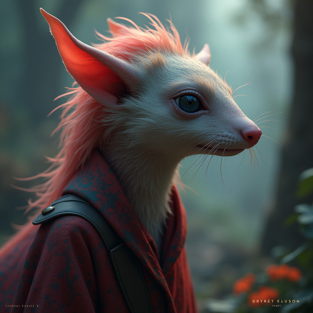 Fantastical Ferret Elf in Detailed Matte Painting