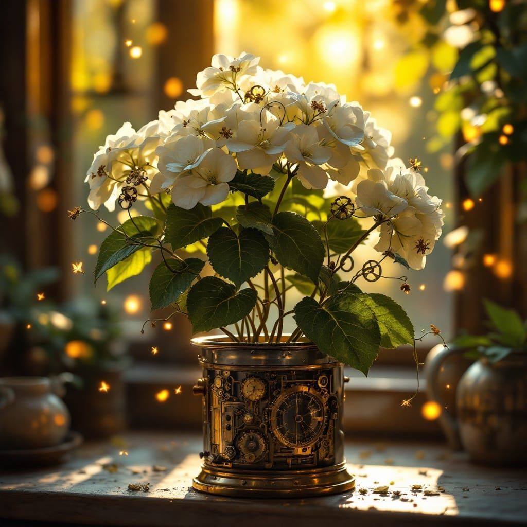 Steampunk Hydrangea in Golden Light