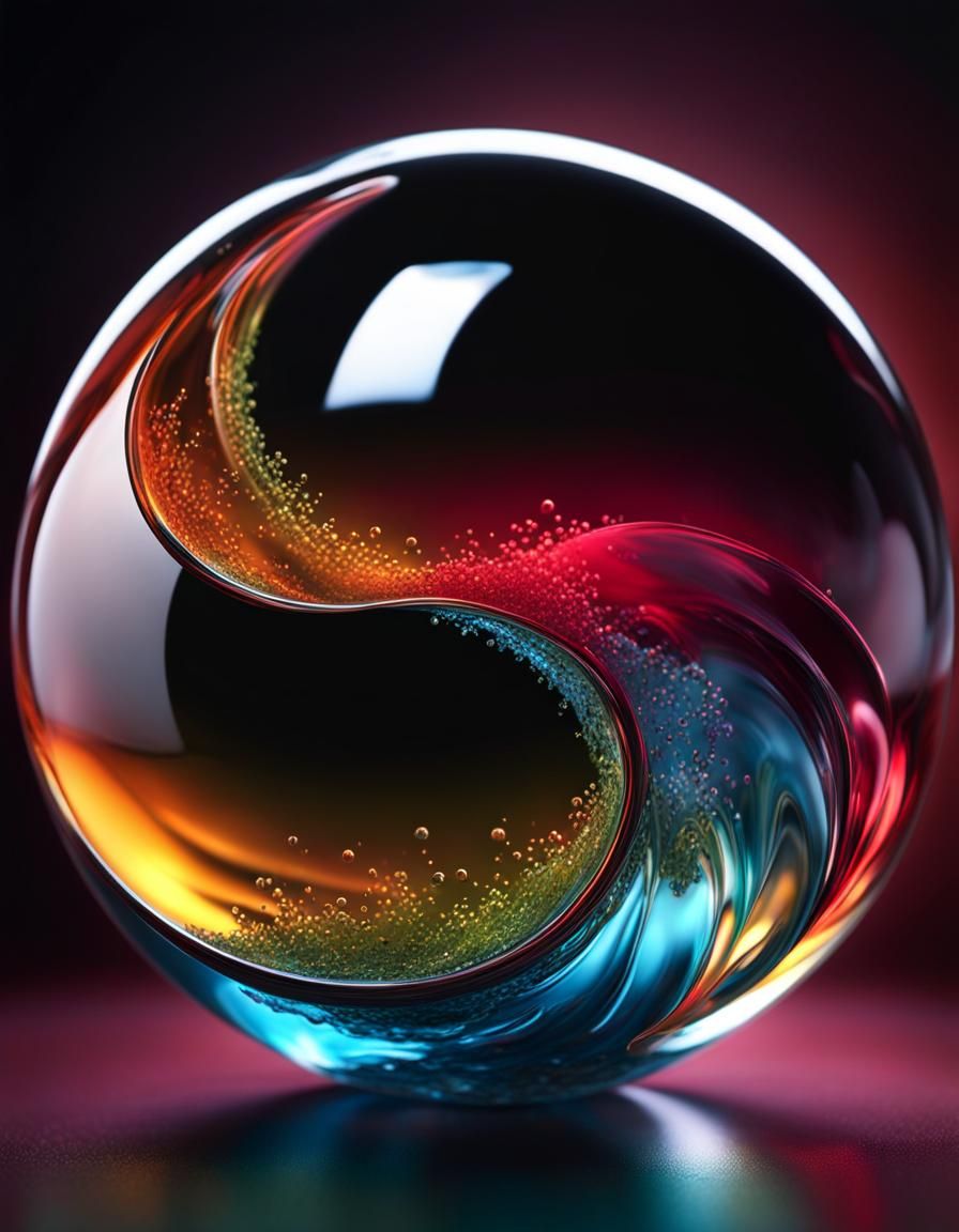 Glass Sphere with Yin Yang World in CGI
